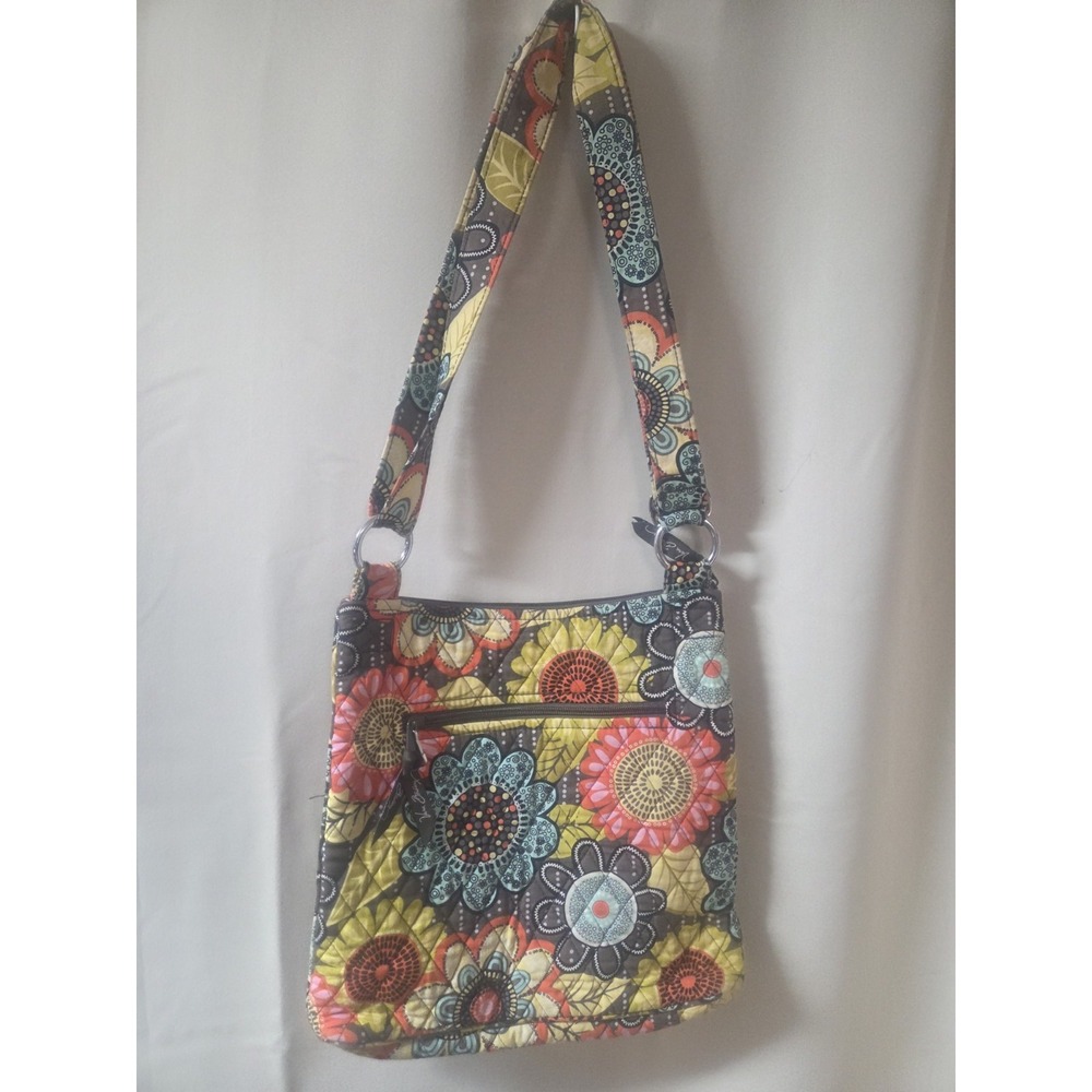Vera Bradley Flower Crossbody Shoulder Purse Purse Orange/Brown/Yellow 11"x10"